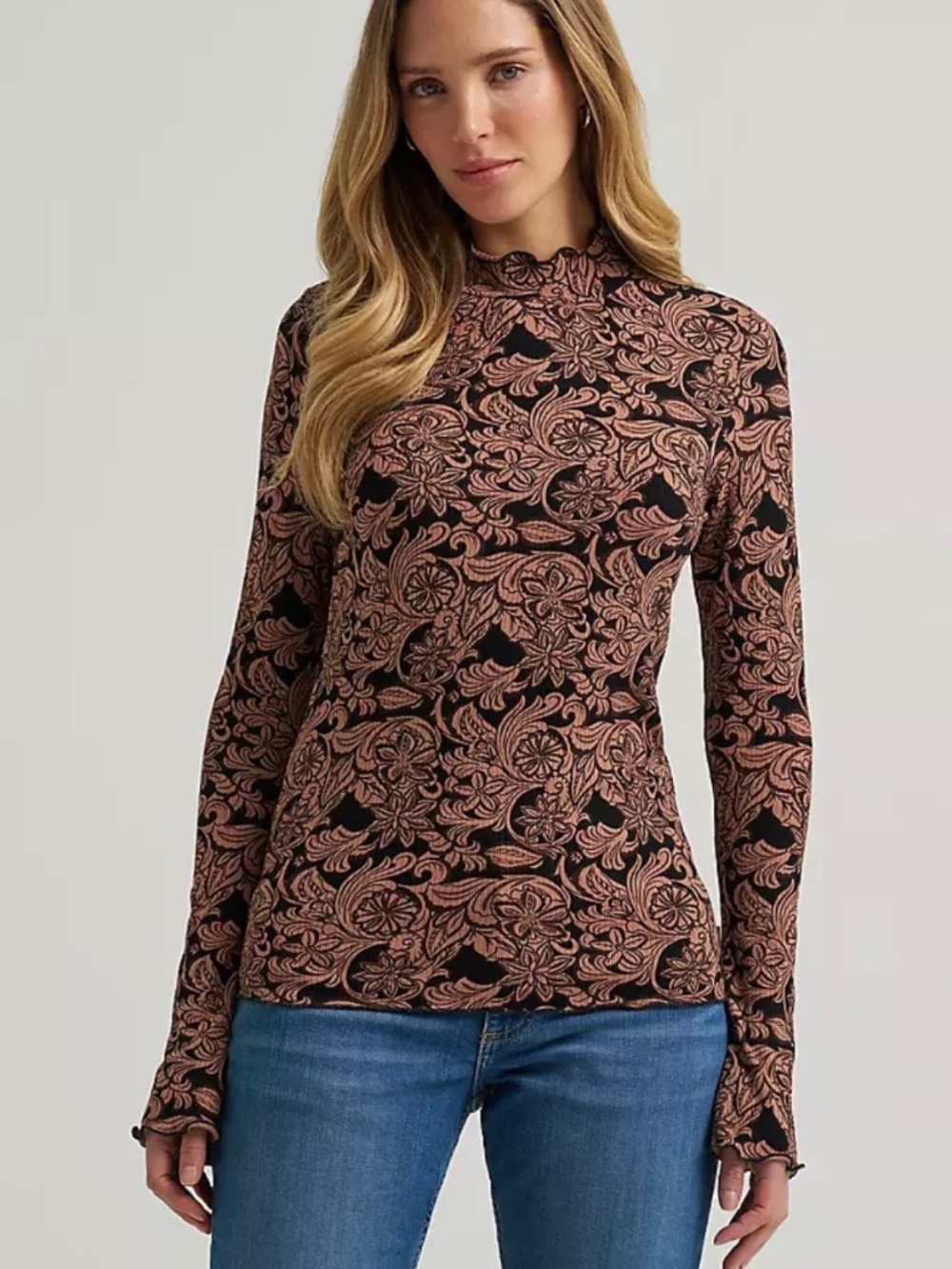 Wrangler long sleeve mock neck top